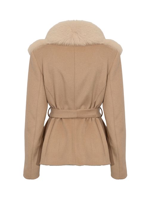 Giacca CD1203 in misto lana e pelliccia di volpe Beige YES LONDON | CD1203BEIGE/BEIGE